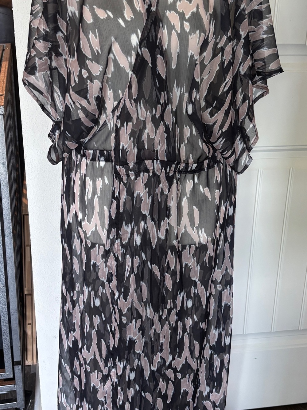 Cupshe Black and Taupe Sheer Printed Swim Coverup